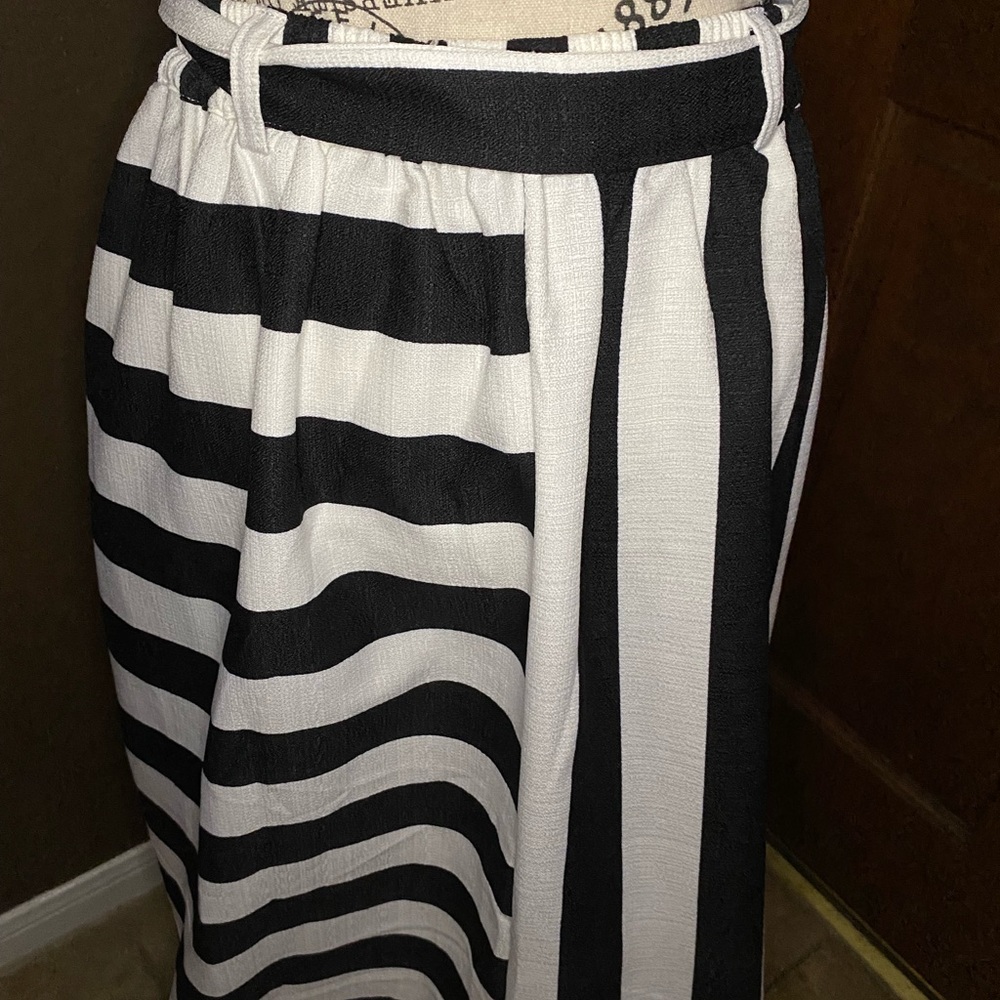 Black and white stripe maxi skirt